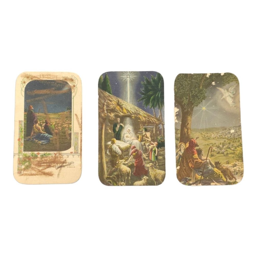 Vintage Christmas Holiday 3 Bookmarks Jesus Nativity Religious Angel Shepherds